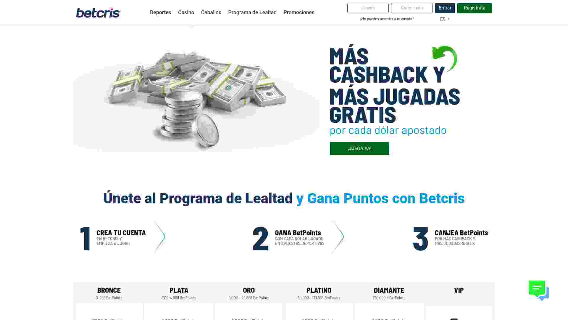 Betcris Programa de Lealtad Chile - Cashback y Puntos BetPoints 2025