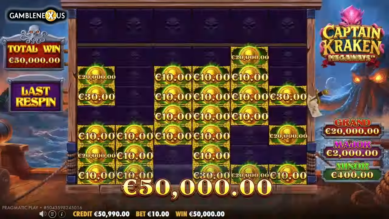 Captain Kraken Megaways pantalla completa de Money symbols