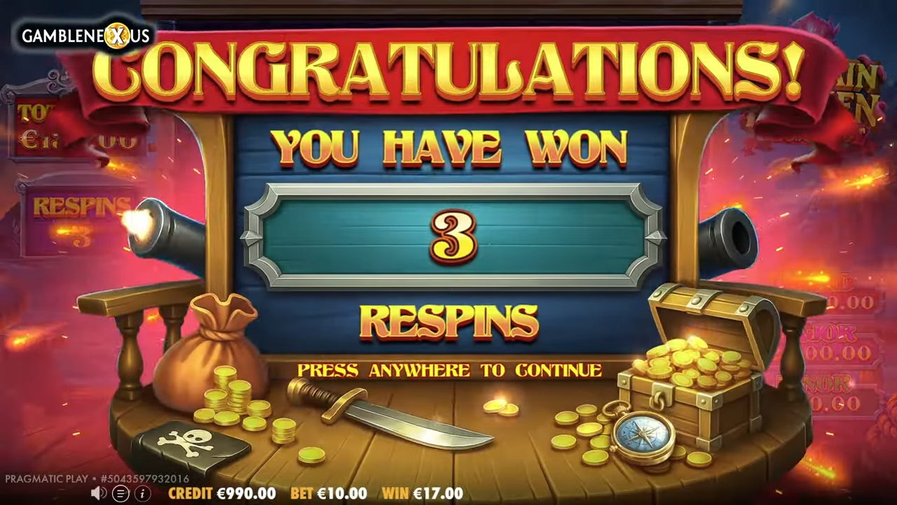 Captain Kraken Megaways activando 3 respins
