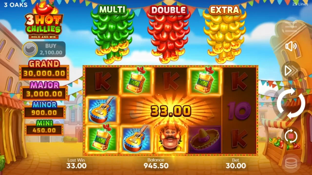 Feature Hold and Win activado mostrando monedas bloqueadas en pantalla