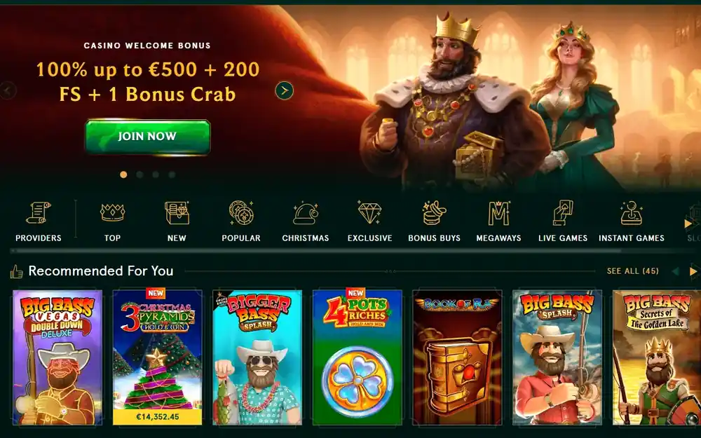 Casinia Casino Chile - p&aacute;gina principal con tragamonedas, casino en vivo y promociones