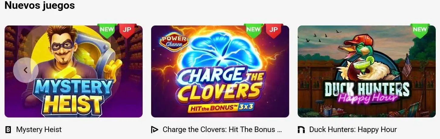 Slottica Casino Chile - Nuevos juegos Mystery Heist, Charge the Clovers y Duck Hunters con jackpots