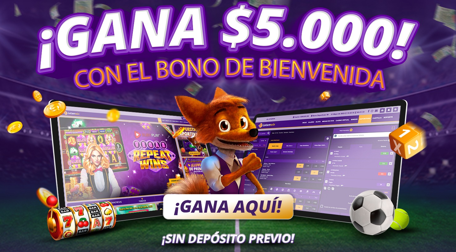 LatamWin bono sin dep&oacute;sito $5.000 CLP gratis c&oacute;digo SUERTEMAX
