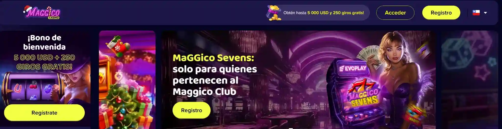 Maggico Casino - captura de pantalla de la página principal