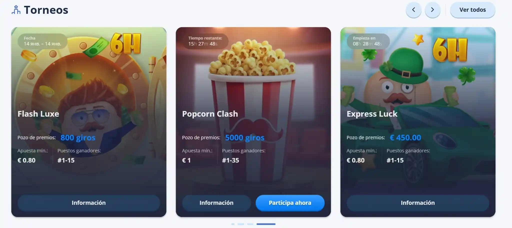 Mr Bet Casino Torneos - Flash Luxe 800 giros, Popcorn Clash 5000 giros, Express Luck €450 premio