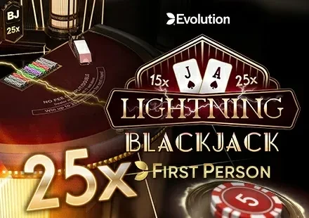 PlaySala Casino en vivo Chile - Lightning Blackjack de Evolution Gaming con multiplicador x25 y First Person