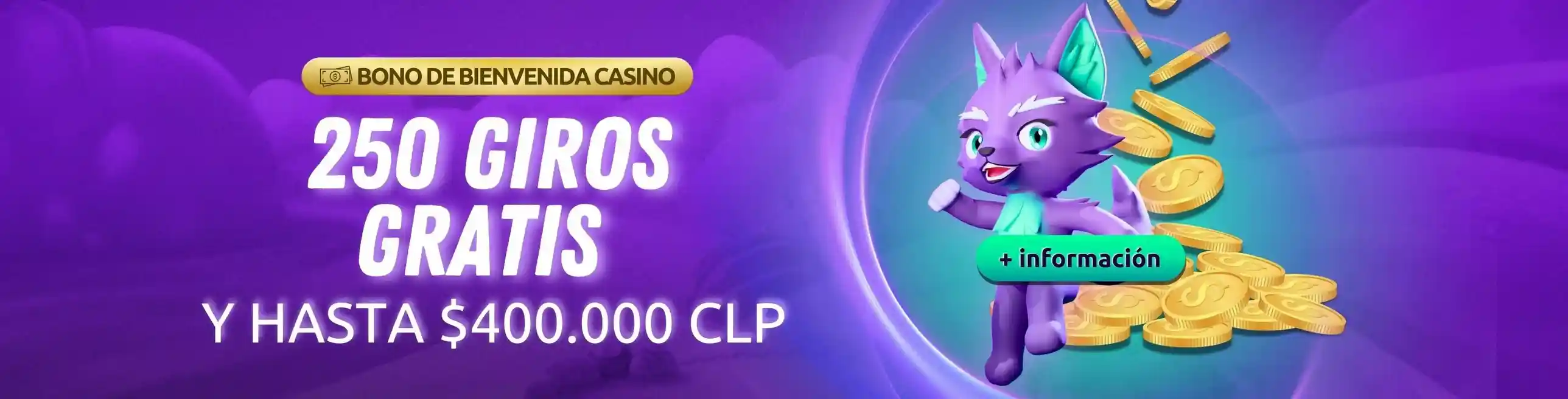 PlaySala Casino bono de bienvenida - 250 giros gratis y hasta $400.000 CLP para nuevos jugadores en Chile