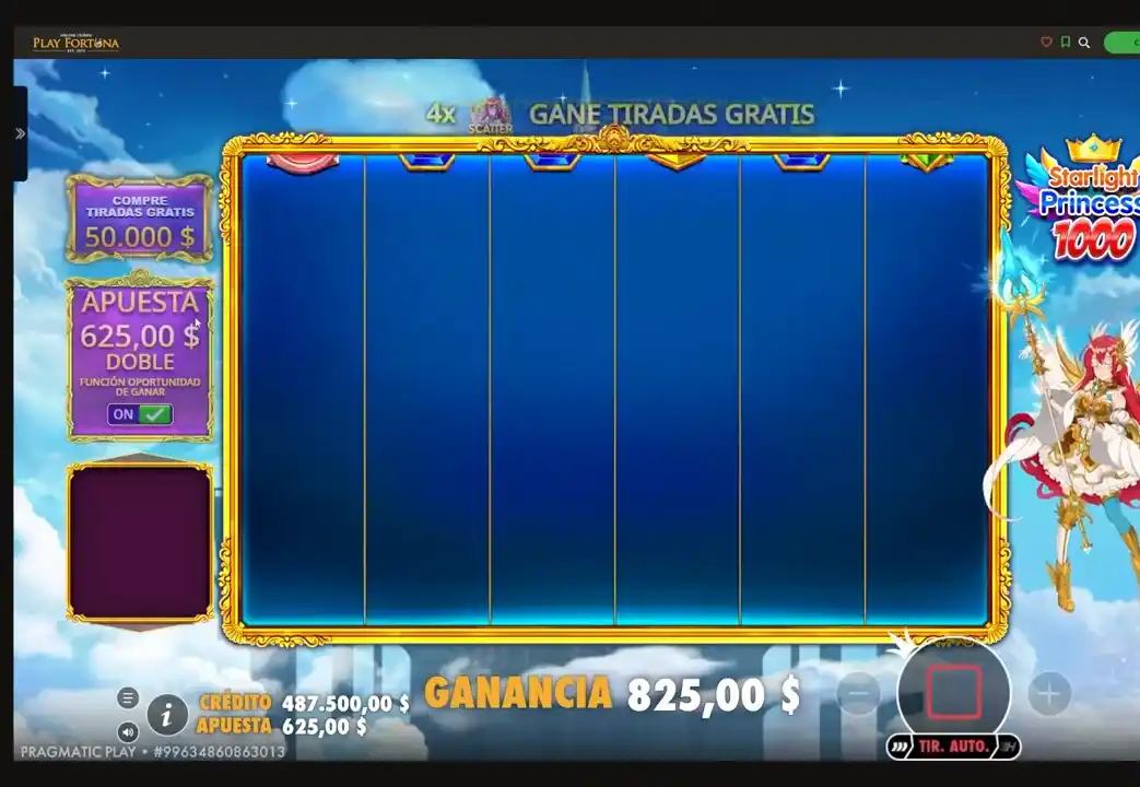 Free Spins Starlight Princess 1000 con scatters activando tiradas gratis