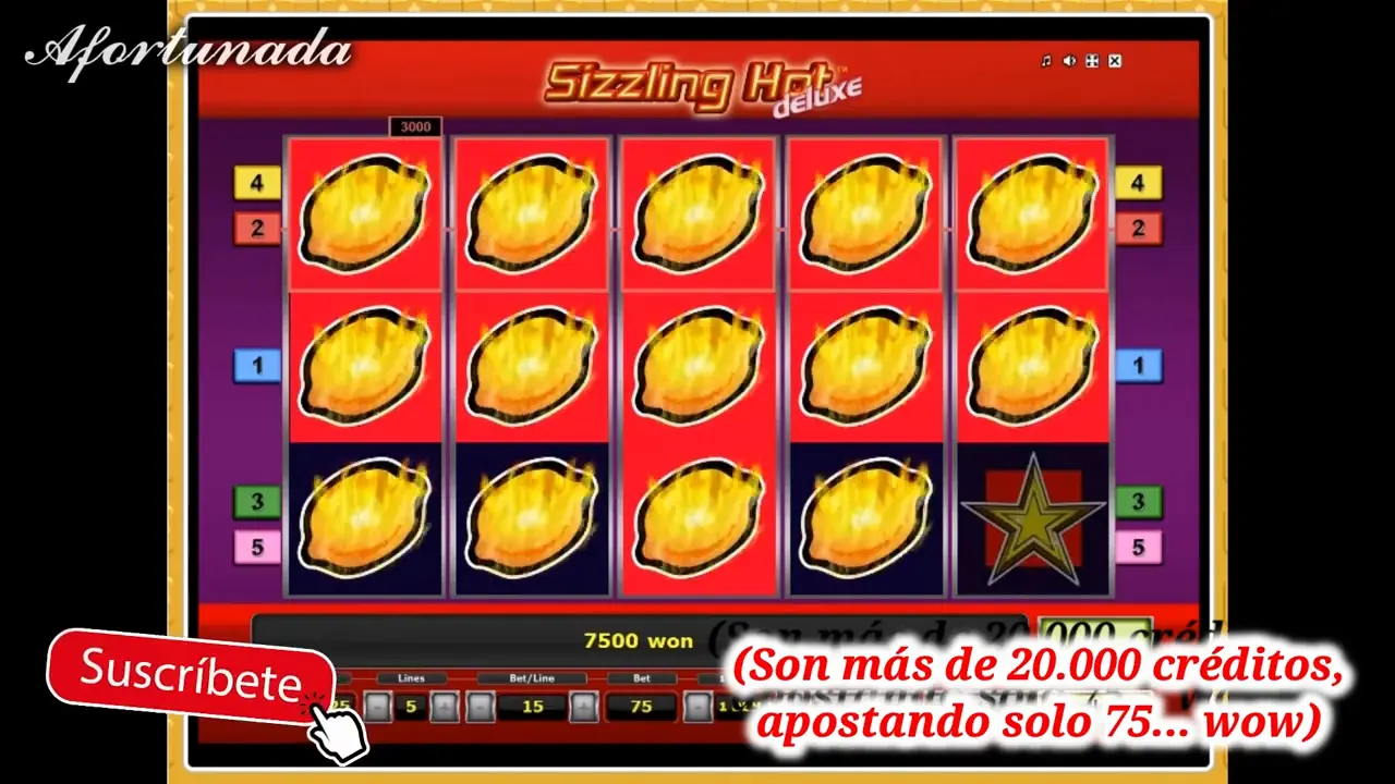 Sizzling Hot Deluxe - Ejemplo de línea ganadora Línea ganadora en Sizzling Hot Deluxe con símbolos de limones