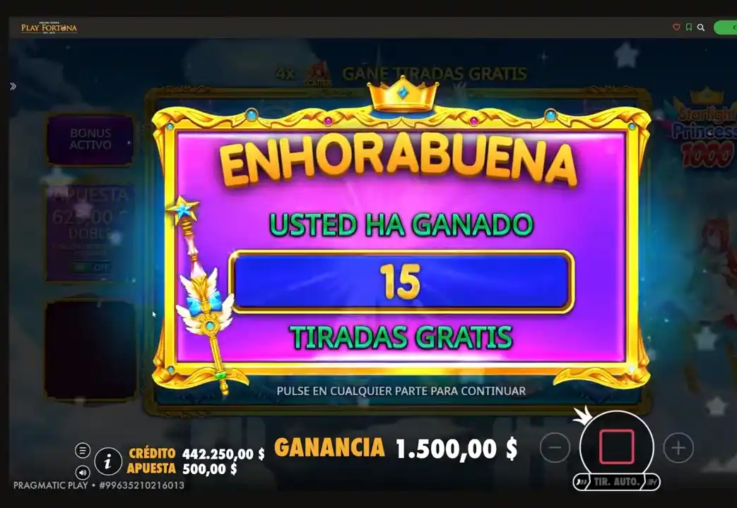 Starlight Princess 1000 gratis con multiplicador x18 activo durante bonus