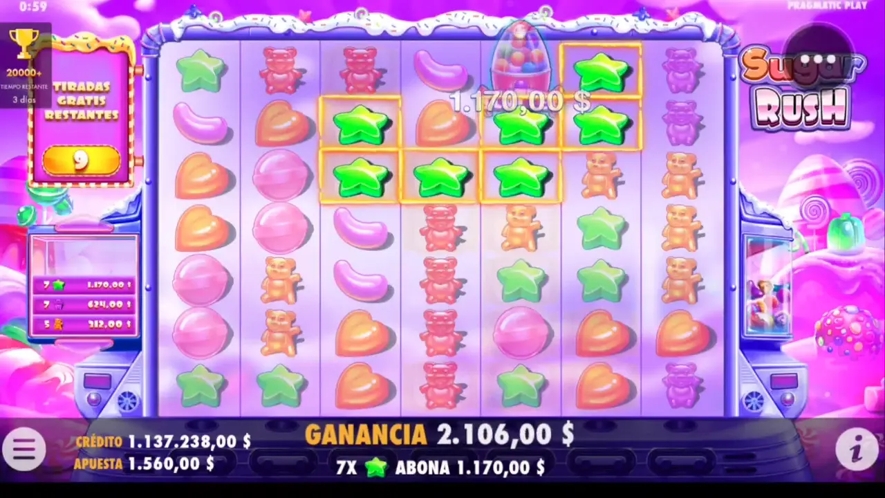 Sugar Rush - Gran ganancia con multiplicadores x7