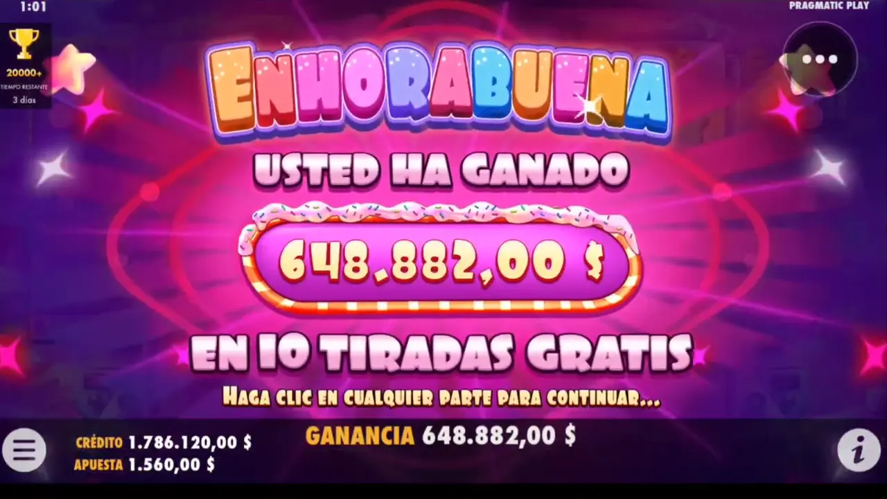 Sugar Rush - Pantalla final de giros gratis con ganancia épica