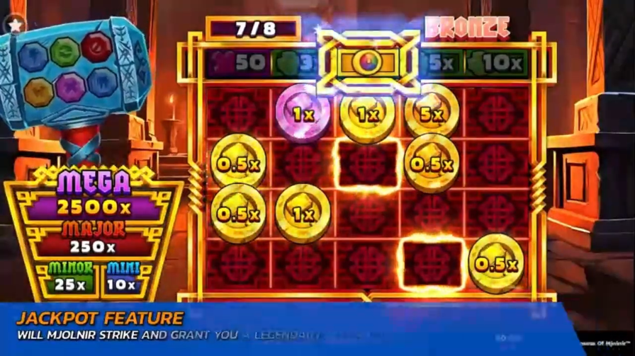 Treasures of Mjolnir Jackpot Feature mega ganancia con multiplicadores máximos y premios legendarios
